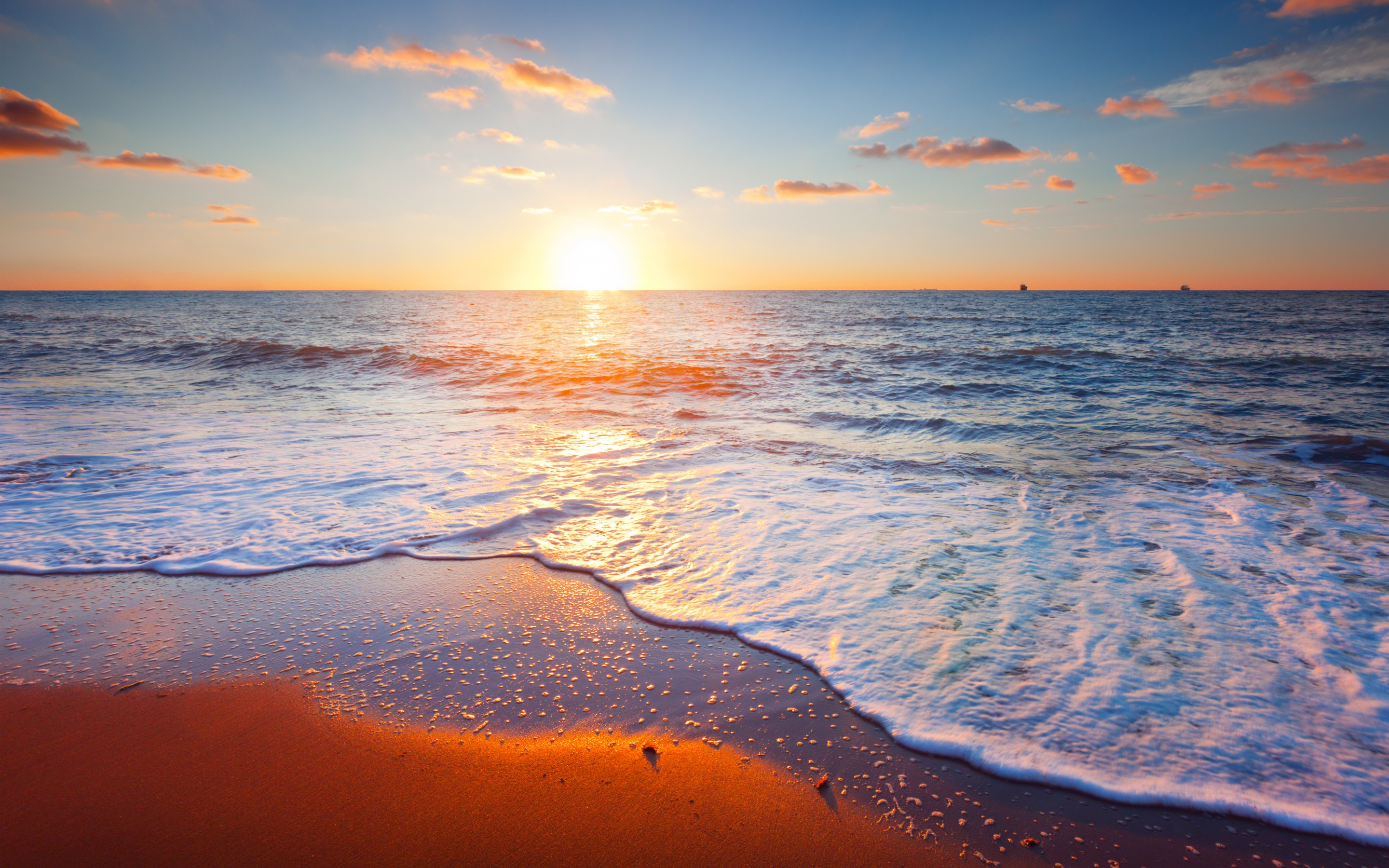 Beautiful Sea Sunset Scene HD Wallpaper