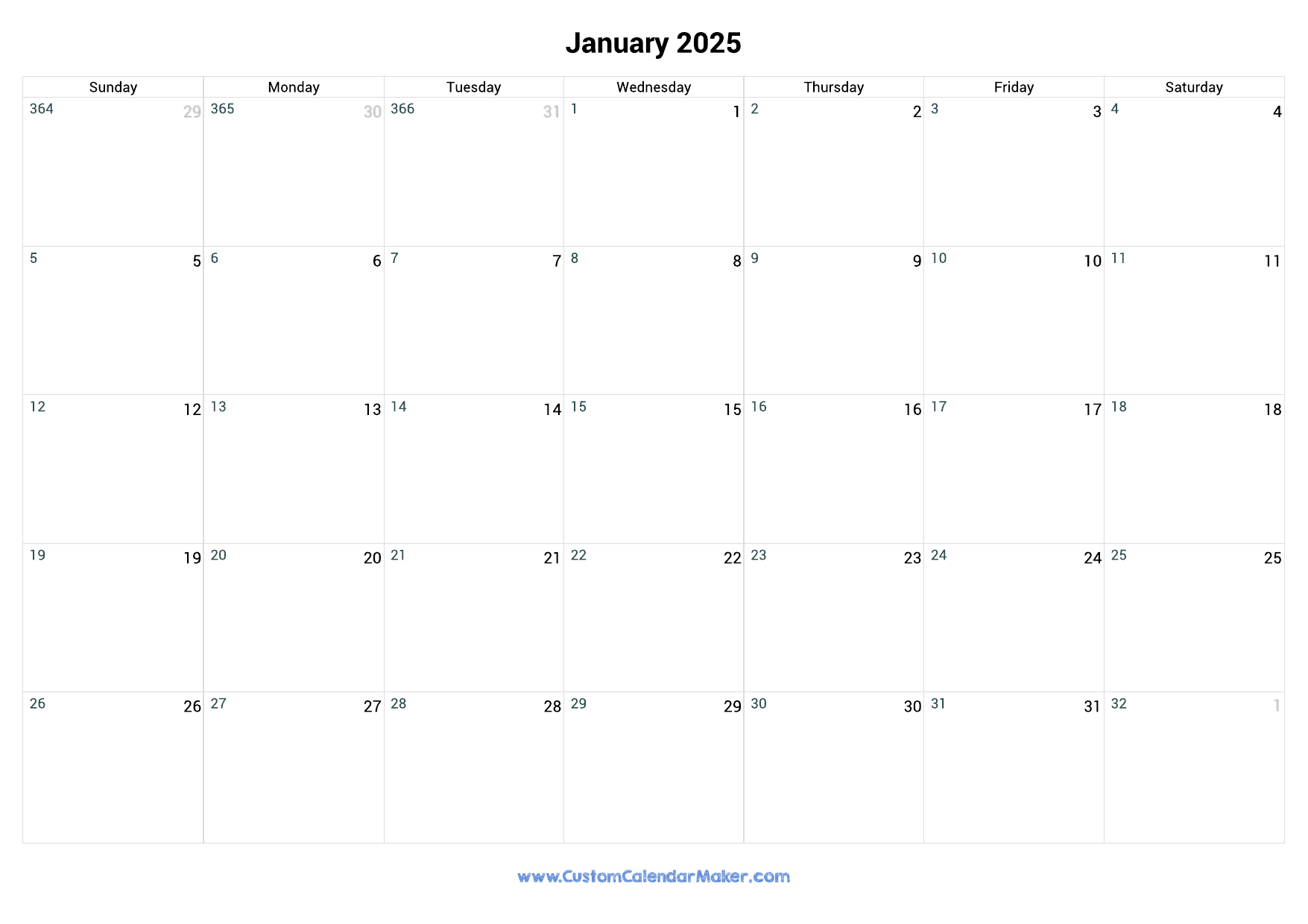January 2025 calendar wallpaper