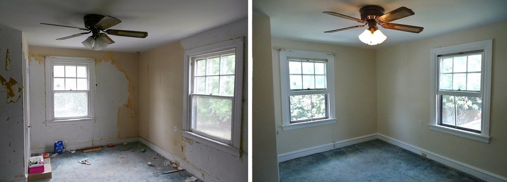 and after wallpaper removal window trim wall and ceiling painting 1000x359