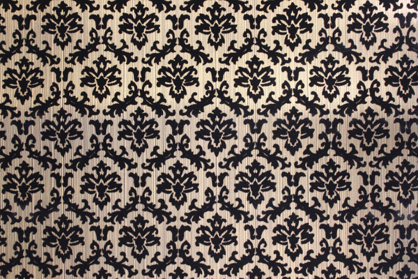 Home Flocked Vintage Wallpaper Black And Gold Small Damask