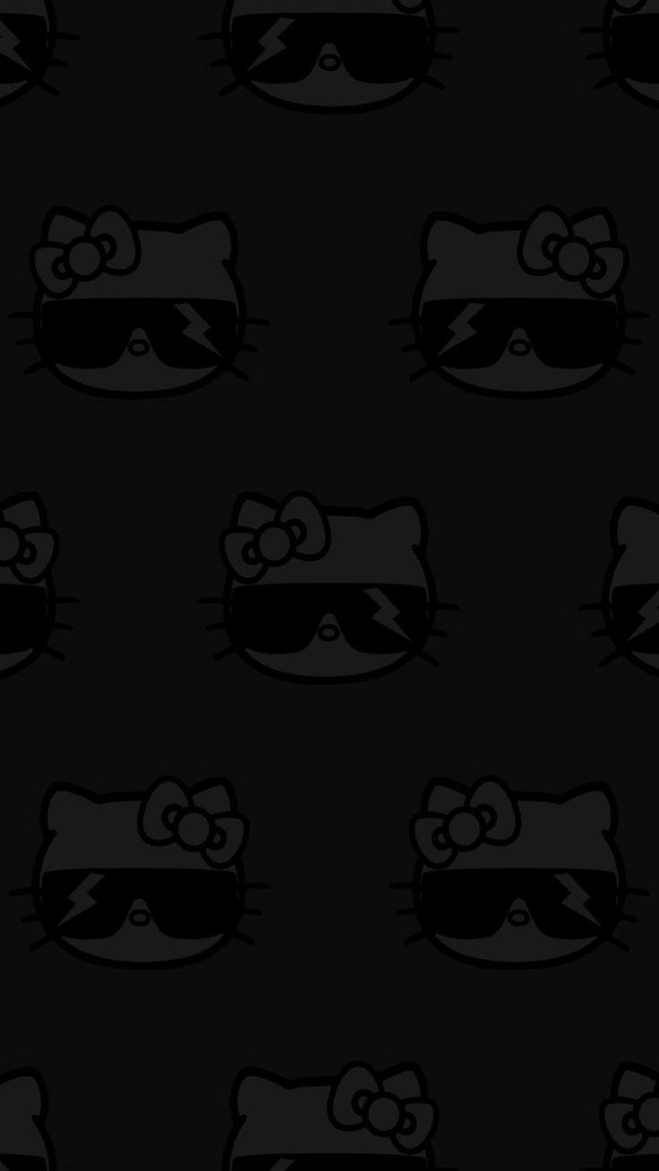 Dark Hello Kitty Pattern Wall Walpaper