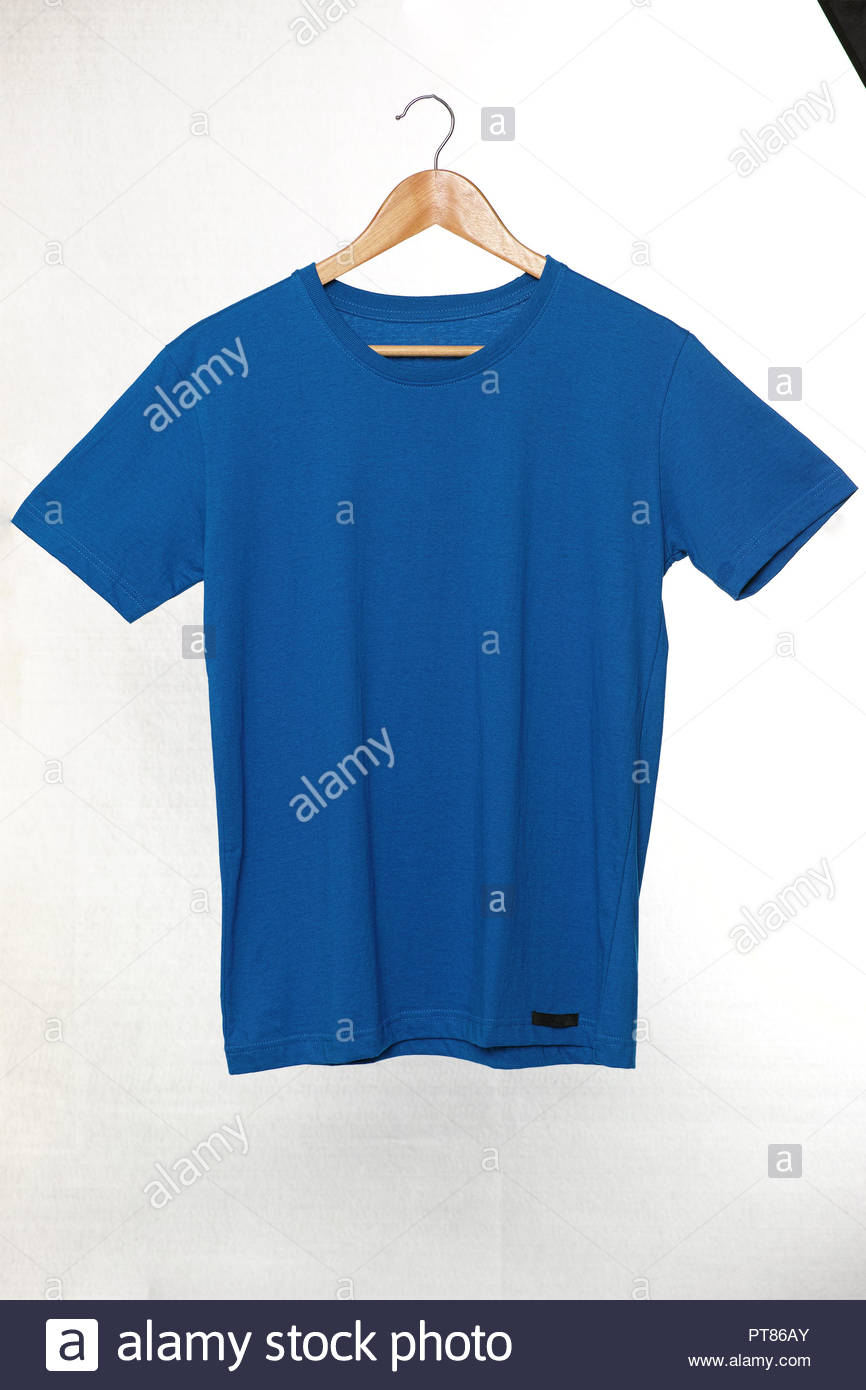 Free download Blank blue T shirts Mock up hanging on white background ...