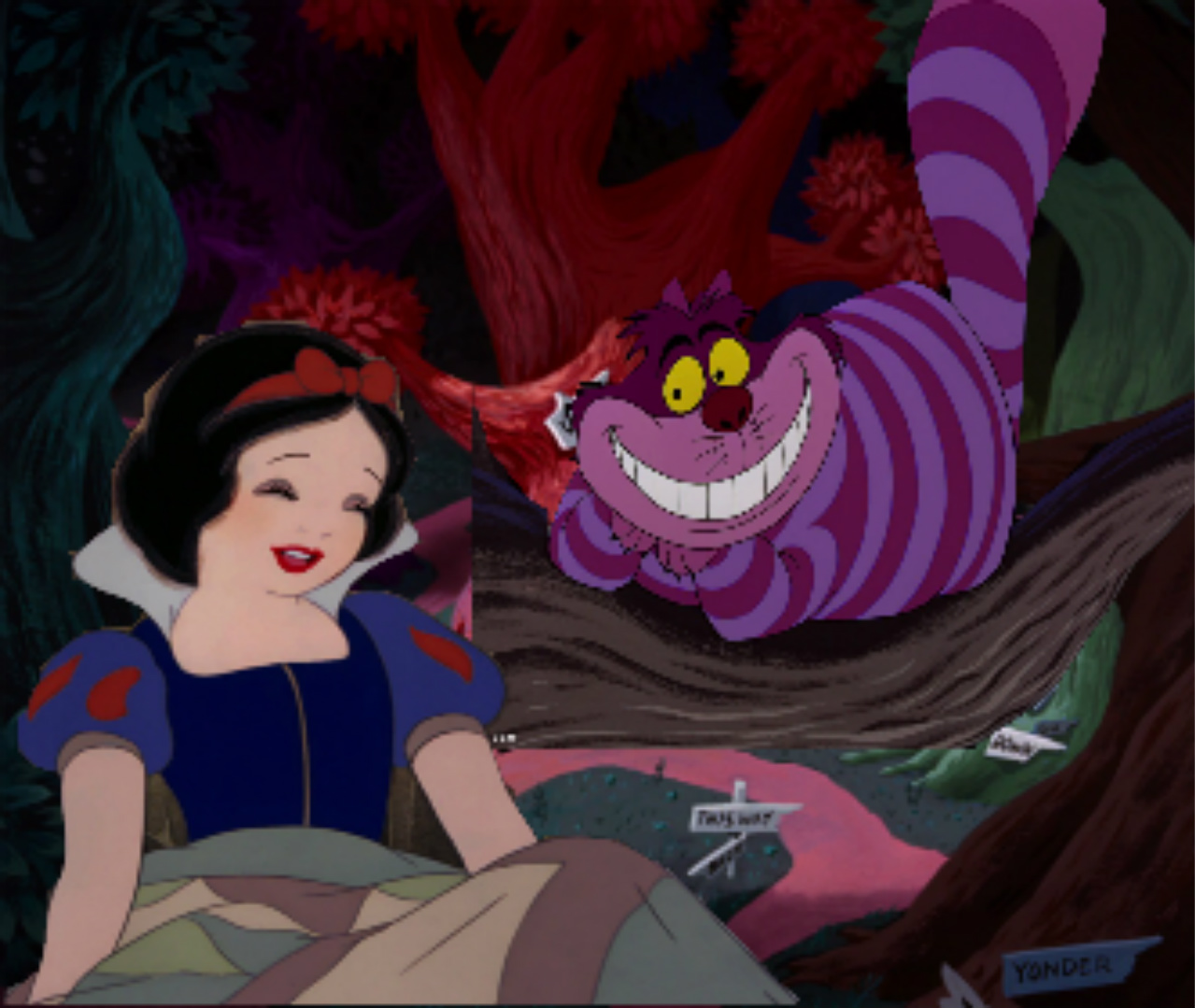 Disney Crossover Image Snow White The Cheshire Cat Wallpaper Photos