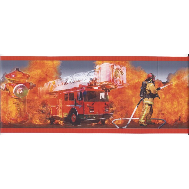 Fireman Firetruck Peel Stick Wallpaper Border Qa4w1780 All
