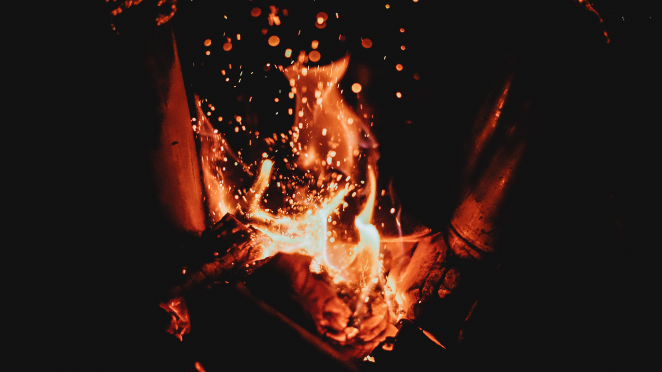 Wallpaper Bonfire Flame Fire Sparks
