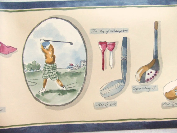 Rolls Man Cave Golf Wallpaper Border by by TextilesandThings 570x428