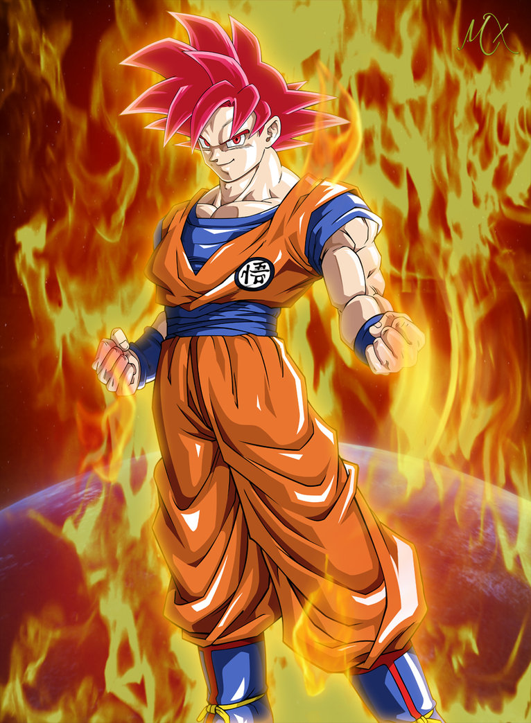 Goku Super Saiyan God By Maniaxoi