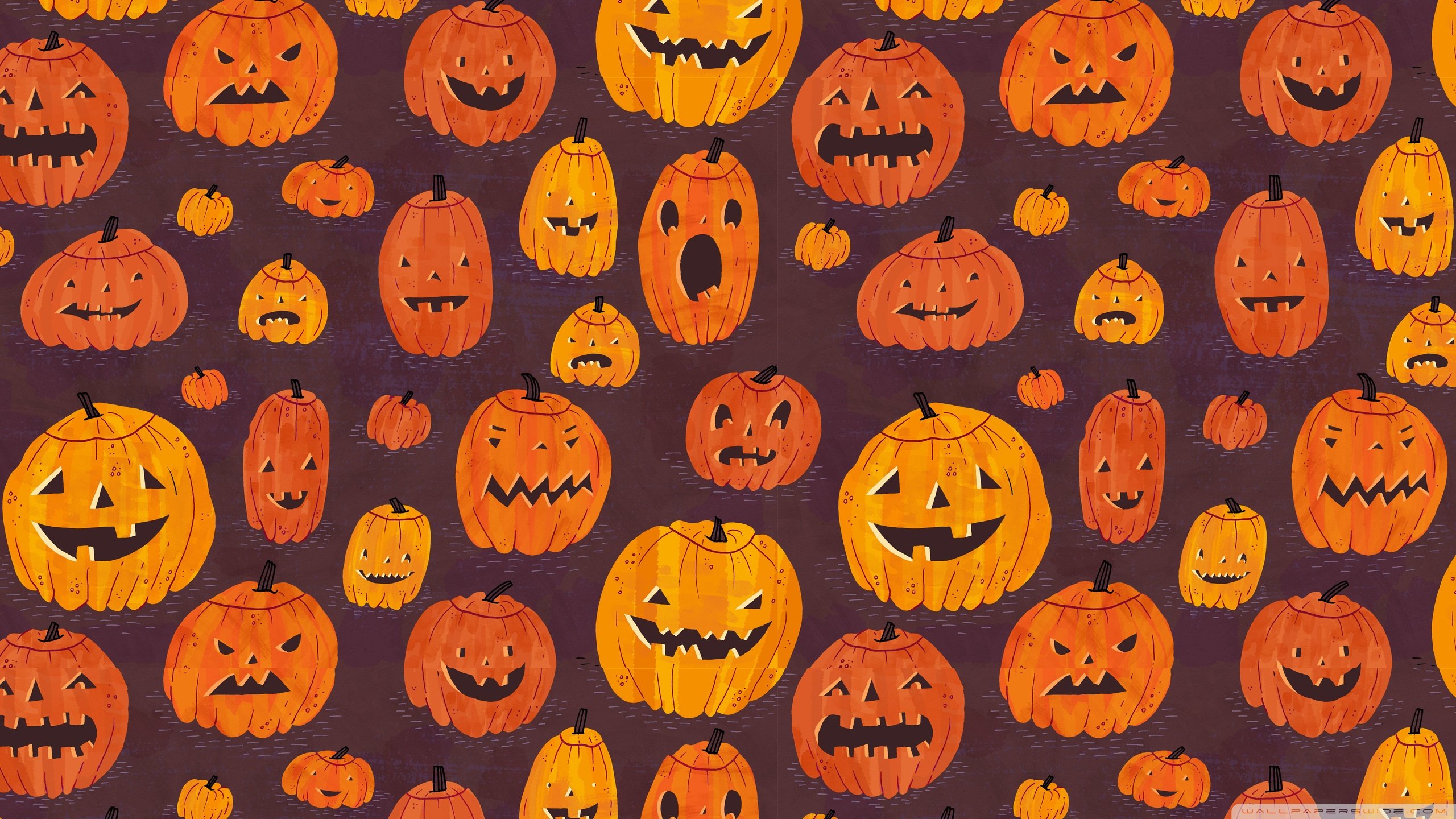 Halloween Pumpkins Pattern 4K HD Desktop Wallpaper for 4K Ultra