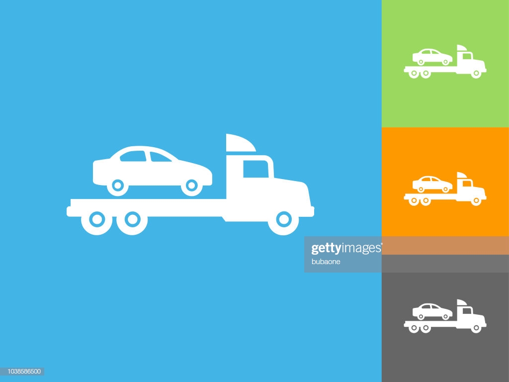 Shipping Car Truck Flat Icon On Blue Background Stock Illustration