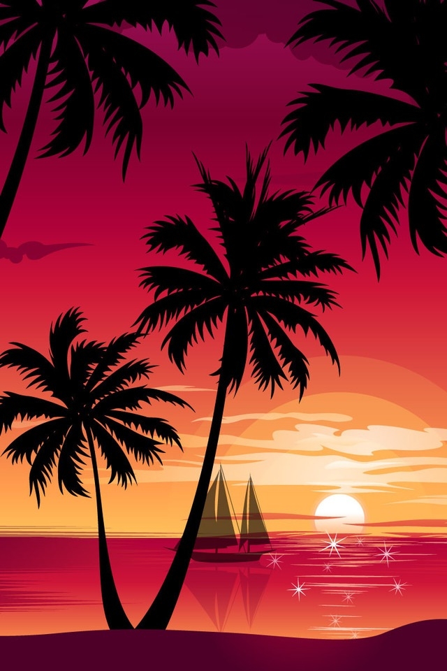 Palm Trees At Sunset iPhone HD Wallpaper