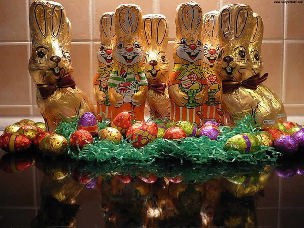 Easter Eggs Wallpaper Chocolate Bunny Rabbit Family Puter