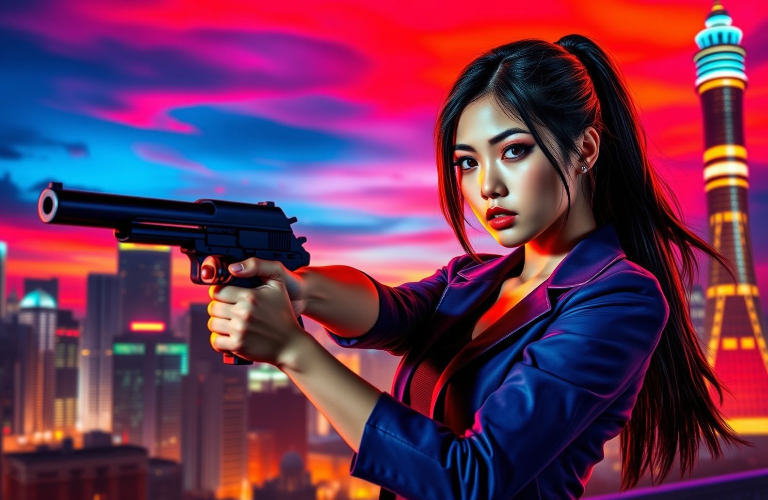 Girl With Gun Wallpaper