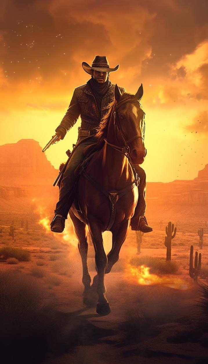 Gunslinger From The Wild West In Western Artwork Cowboy