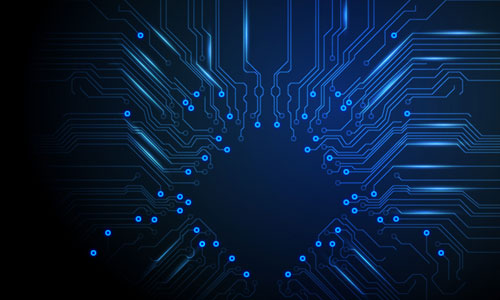 Circuit Board With Blue Background