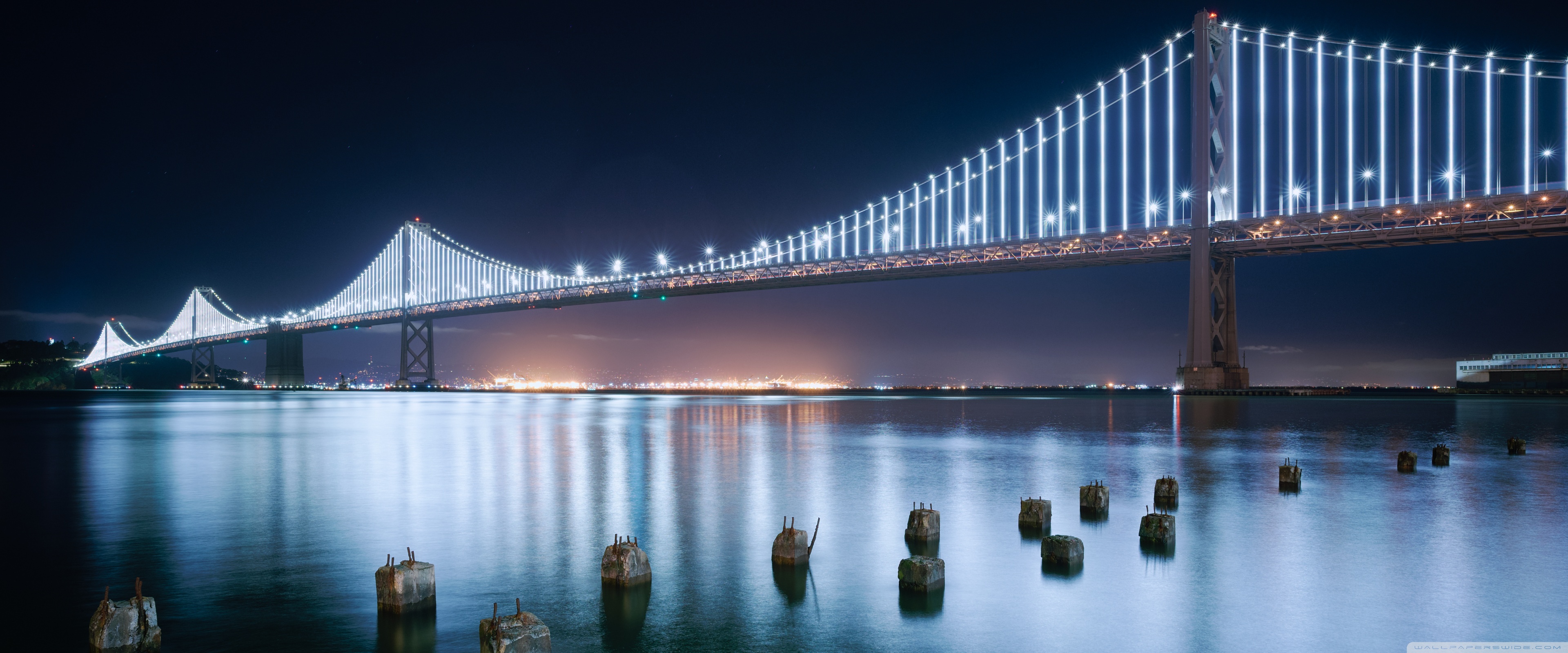 San Francisco Bay Bridge Western Span At Night California Ultra