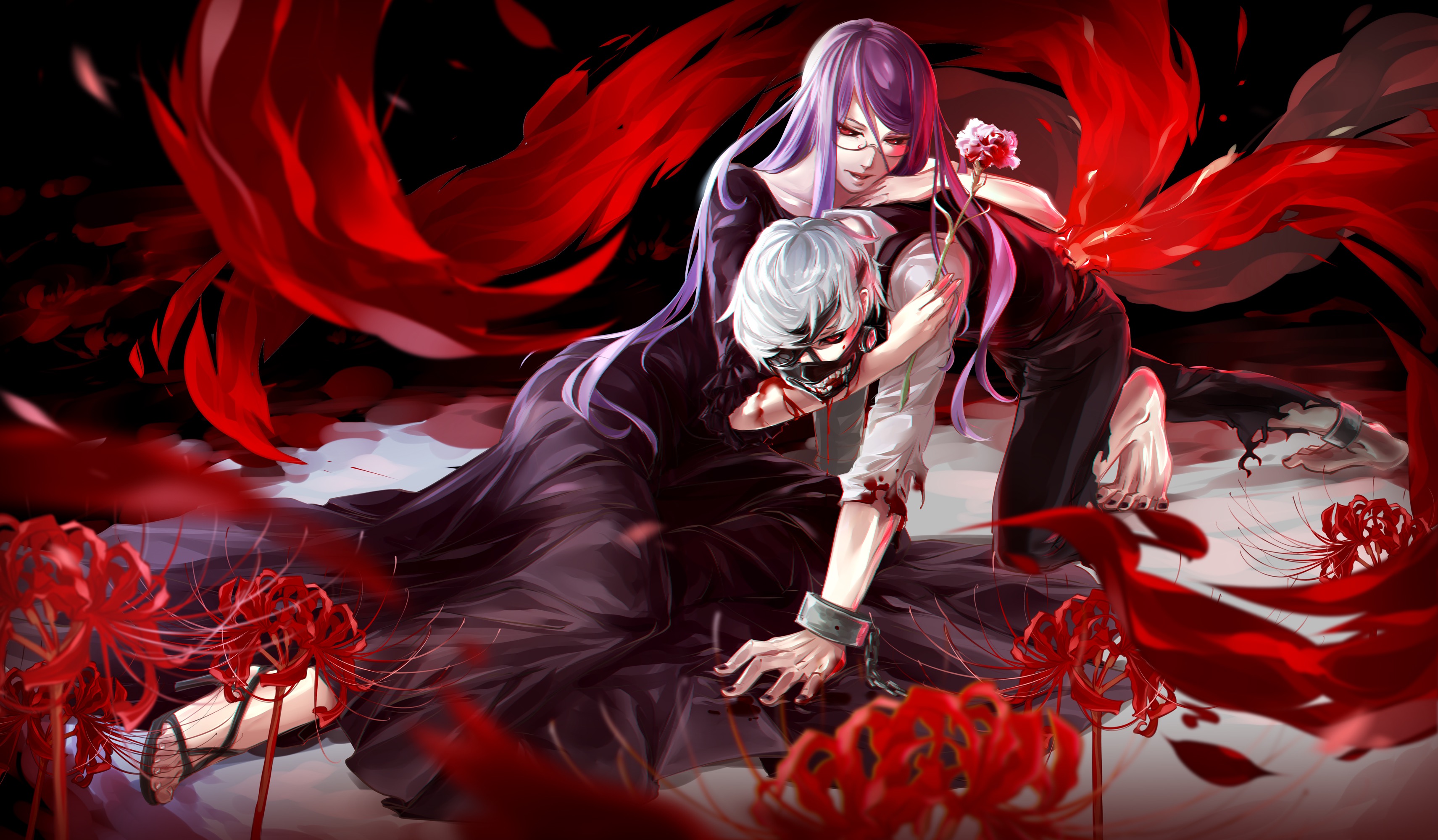 Tokyo Ghoul Kaneki Ken Kamishiro Rize Wallpaper Tsundora