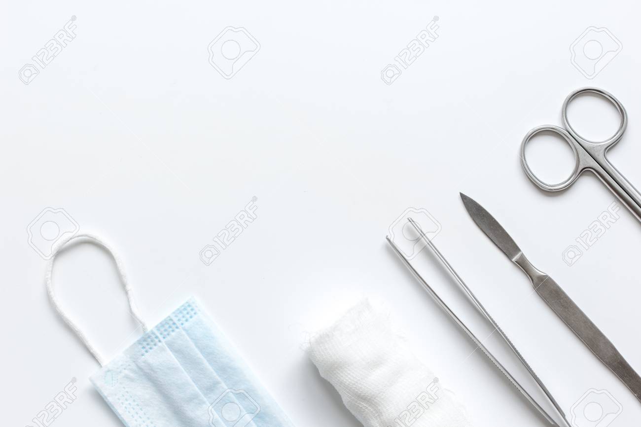 Instruments For Cosmetic Surgery On White Background Top