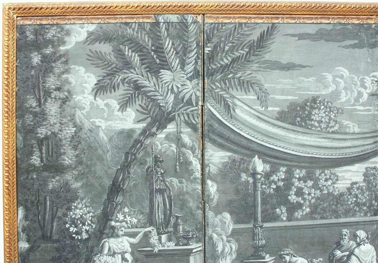 19th Century Zuber Grisaille Wallpaper Screen At 1stdibs