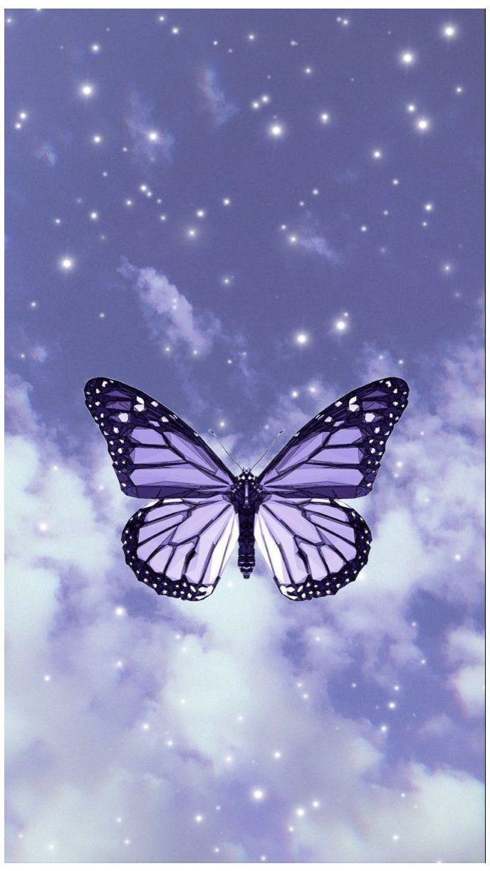 Purple Butterfly Wallpaper Light Aesthetic