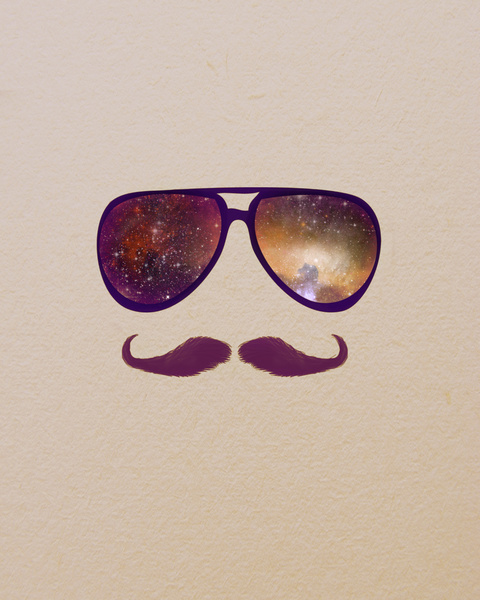 Galaxy Mustache Wallpaper Vintage Glasses And