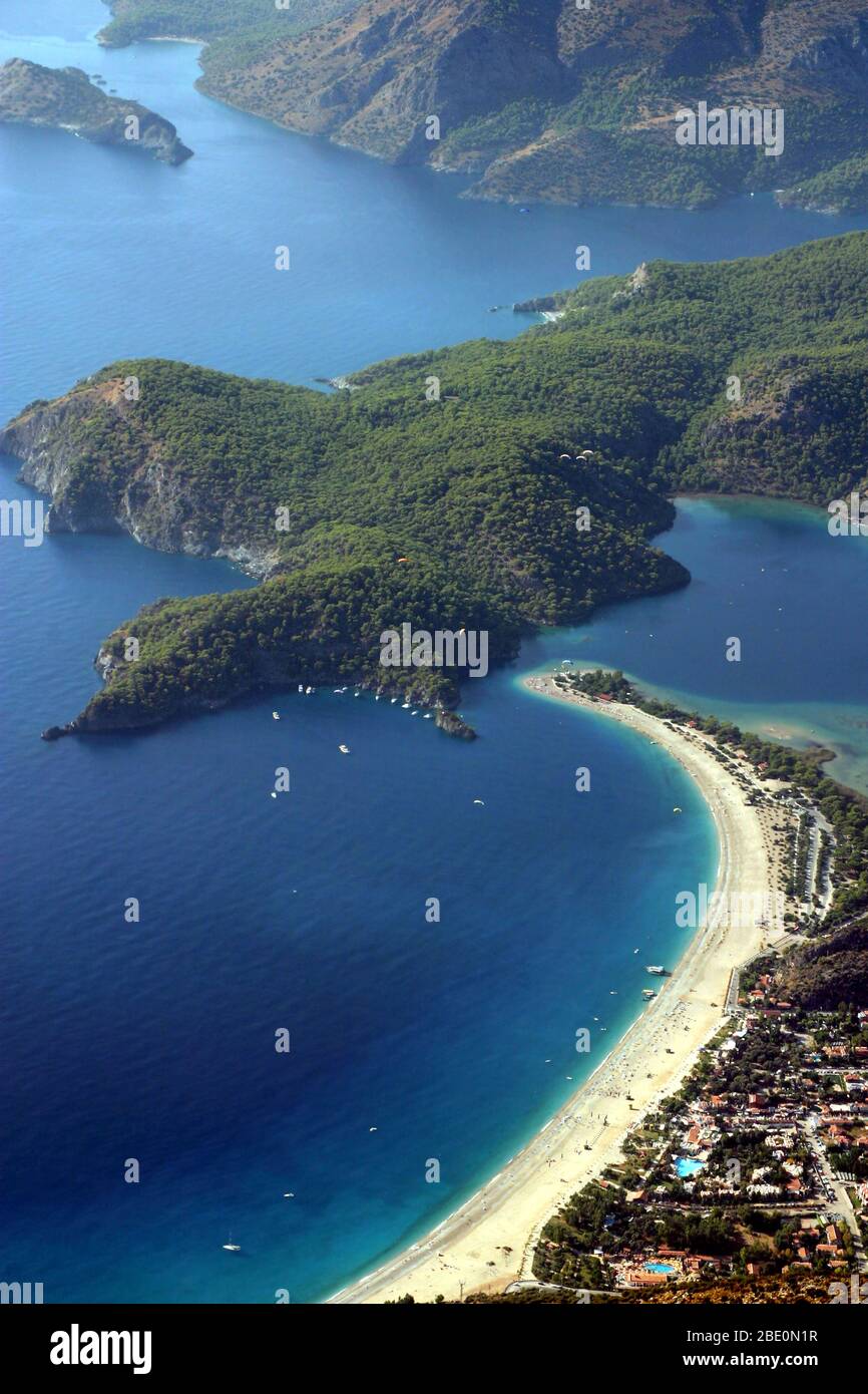 Aerial Of Oludeniz Lagoon In Fethiye Turkey Stock Photo