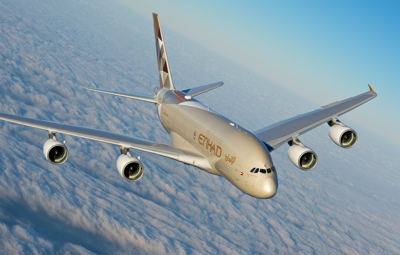Wallpaper Clouds A380 Airbus Etihad Airways A