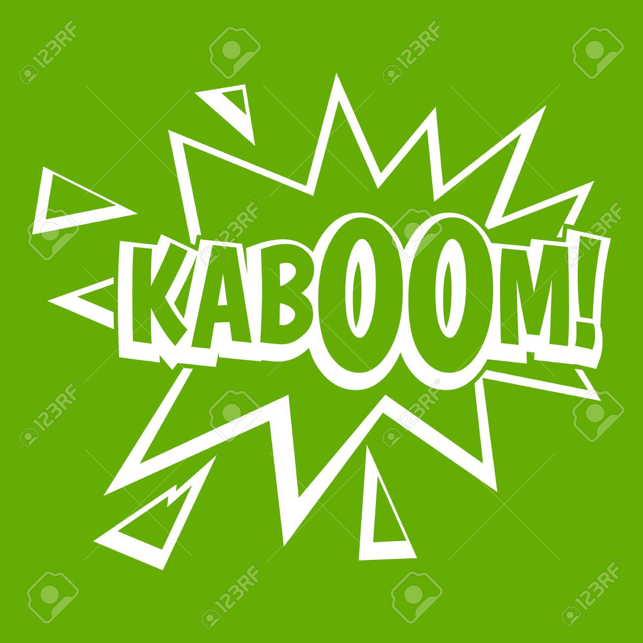 Kaboom Explosion Icon White Isolated On Green Background Vector