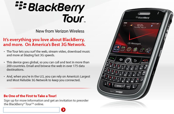 Verizon Blackberry Tour Site Goes Live Crackberry
