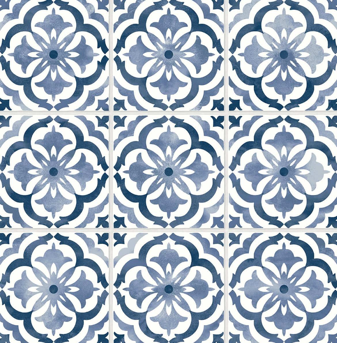 Daisy Bent Sorento Tile Peel Stick Wallpaper Navy Blue Us
