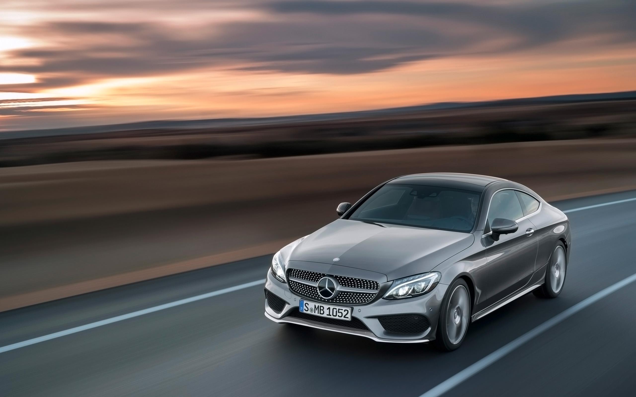 Mercedes Benz C Class Coupe Red Grey Wallpaper HD Car