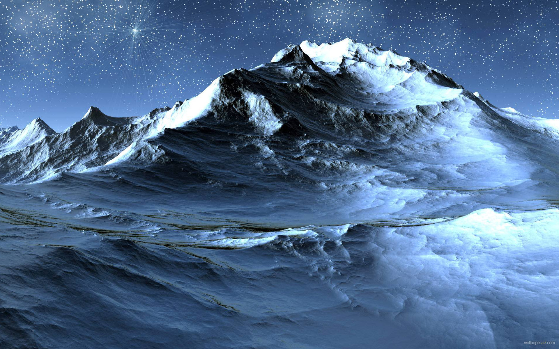 Mountains And Starry Night Widescreen Wallpaper