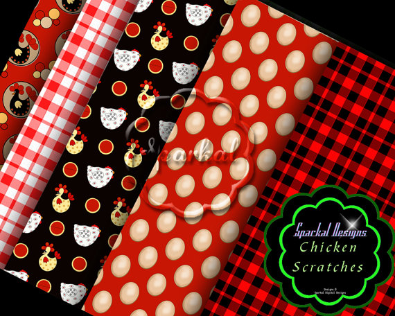Printable Paper Barn Background Instant Polka Dot Stripe Chicken