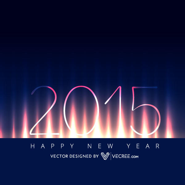 Happy New Year On Fire Flame Background Vector