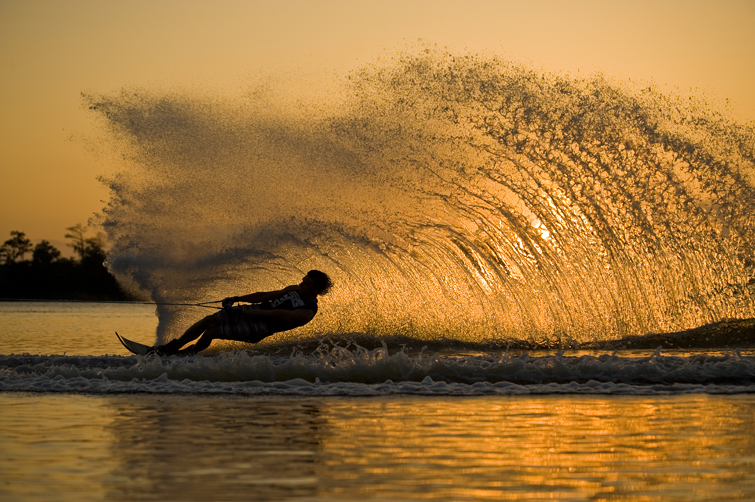 Slalom Water Skiing Sunset Image Pictures Becuo