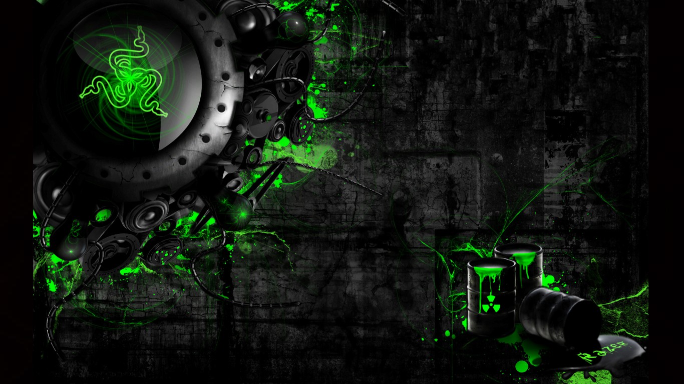 Razer Neon Green Computer Wallpapers Desktop Backgrounds 1366x768