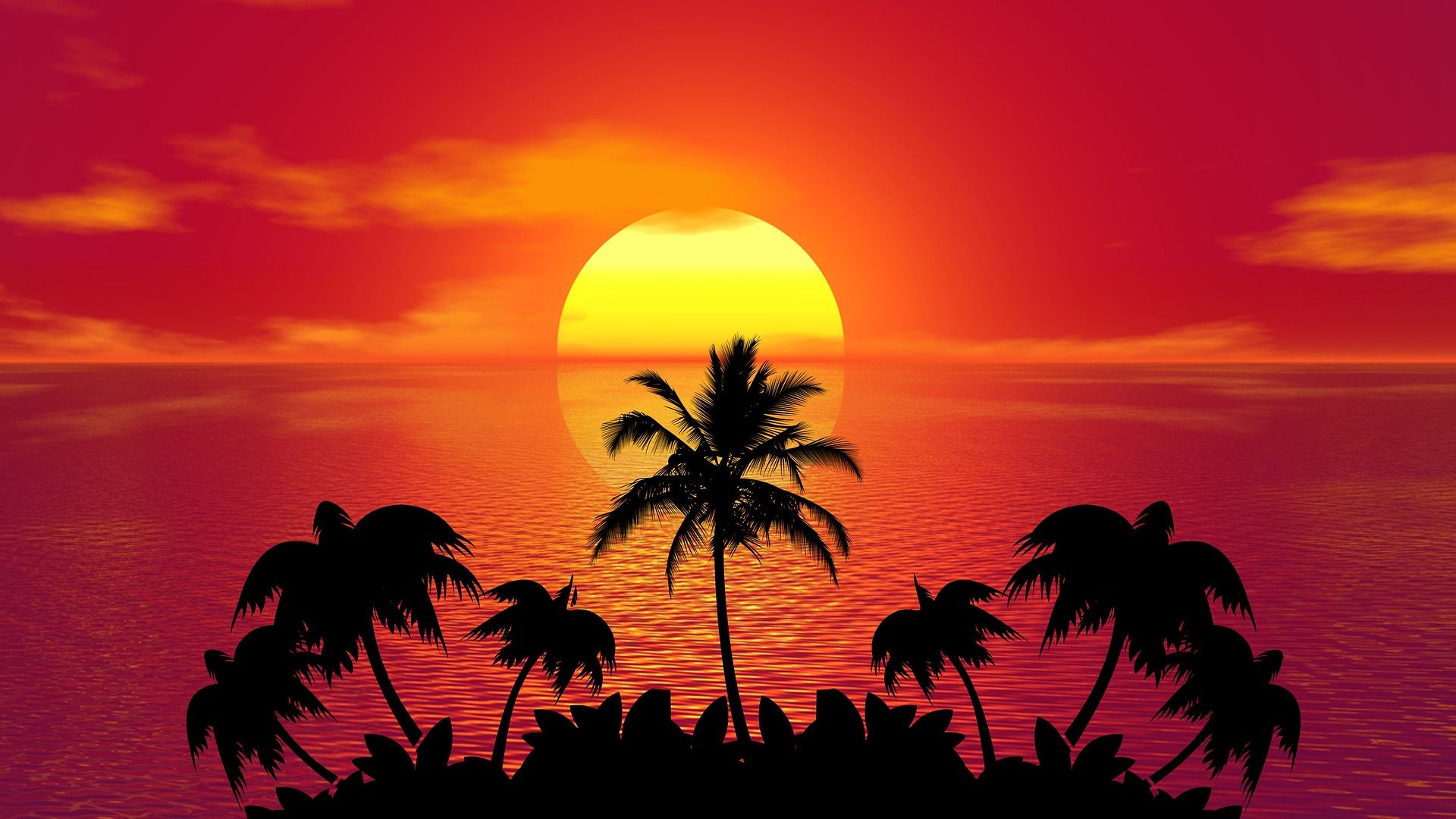 Summer Beach Sunset Art Wallpaper Stream