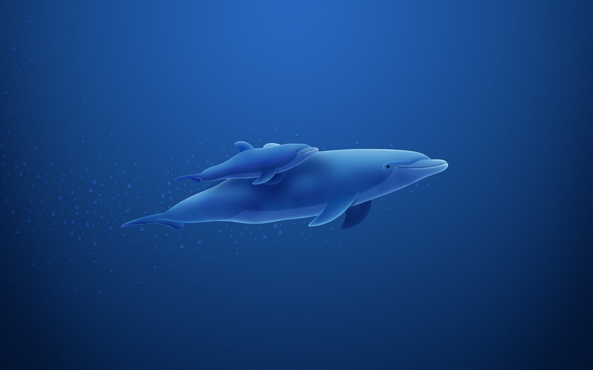 Dolphins Sea Drawing Dolphin Underwater Ocean Wallpaper