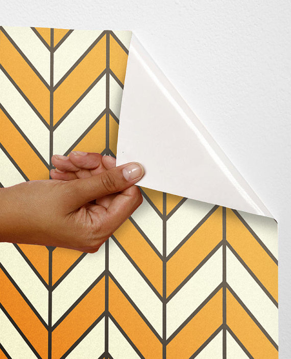 Removable self adhesive vinyl Wallpaper wall sticker decal  Chevron 570x702