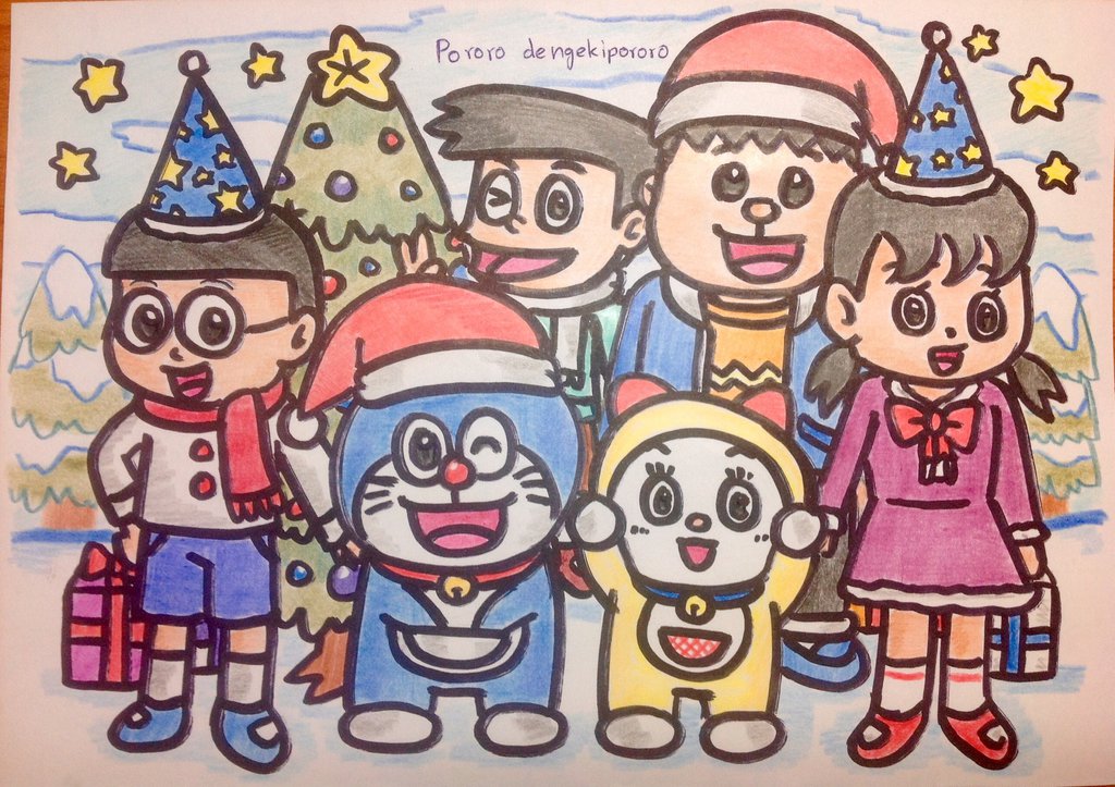 Doraemon and Friends Christmas Theme by dengekipororo on