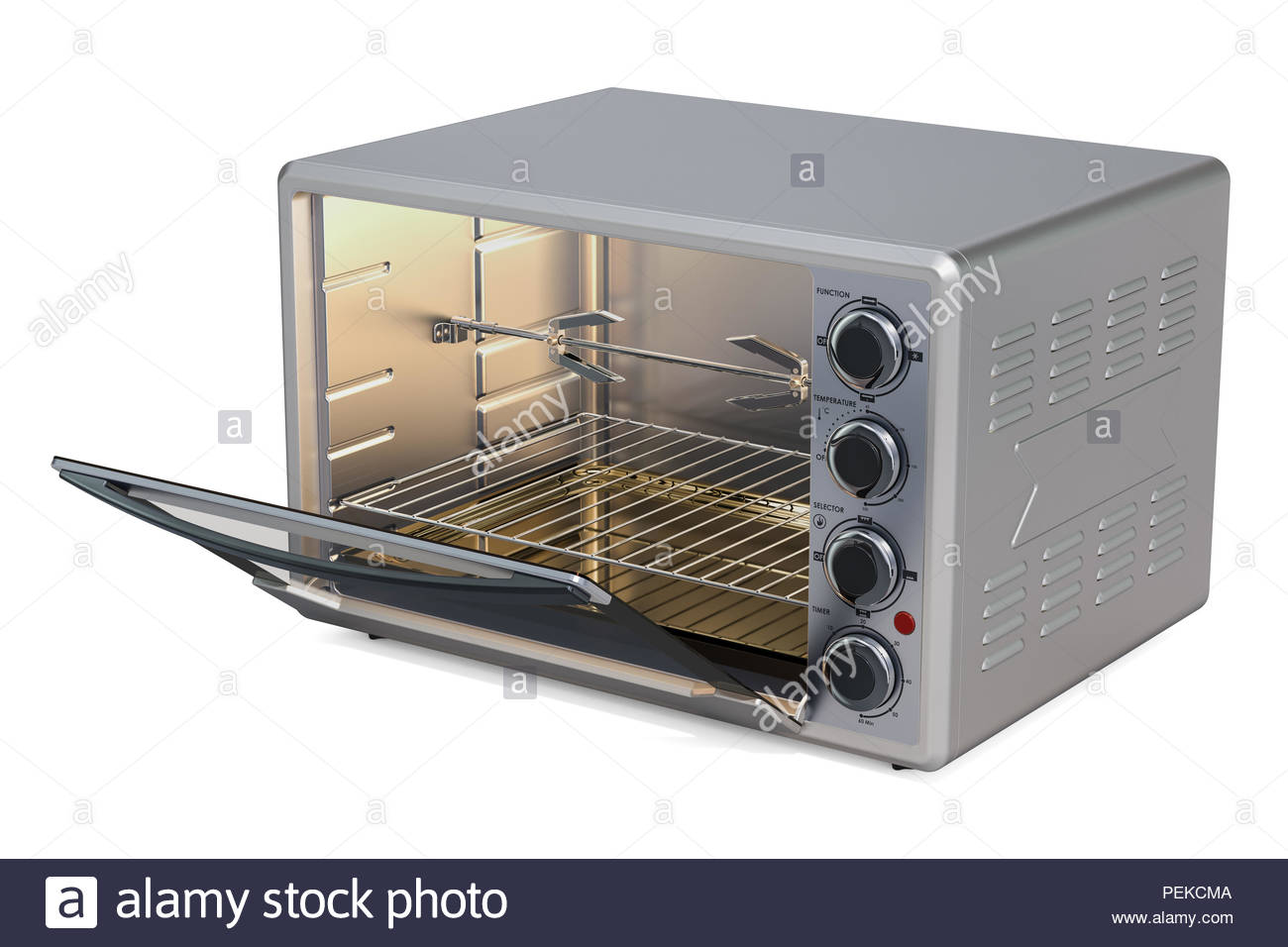 Opened Convection Toaster Oven With Rotisserie And Grill 3d