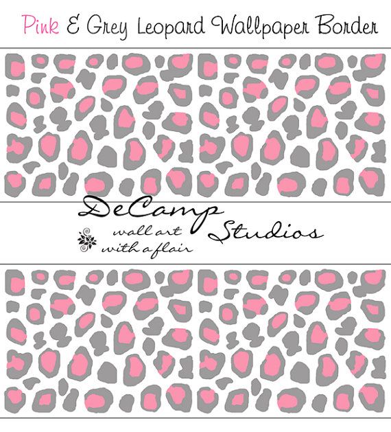 Free download Pink and Grey Leopard wallpaper border wall art decals