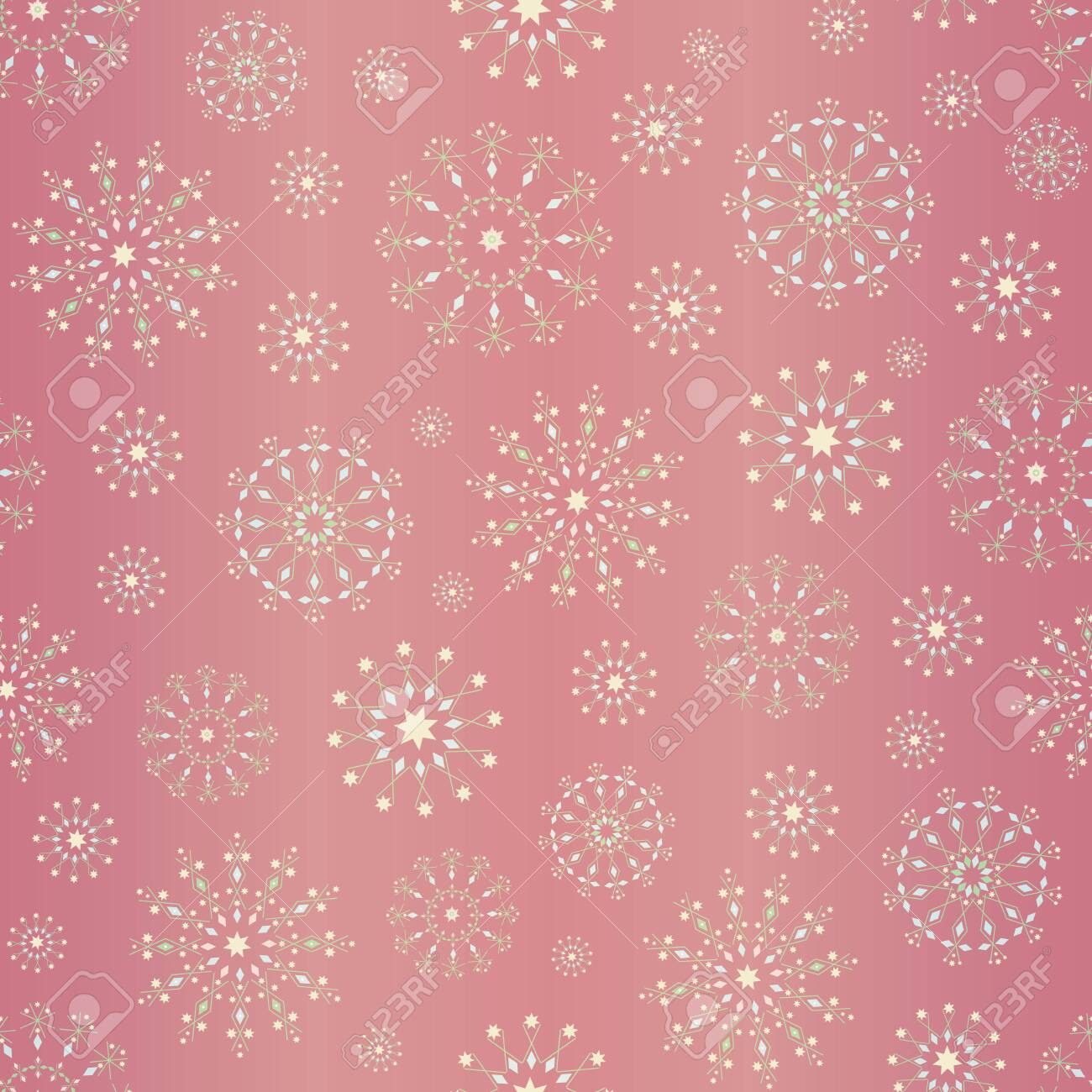 Elegant Snowflakes Christmas Design On Soft Pink Gold Foil