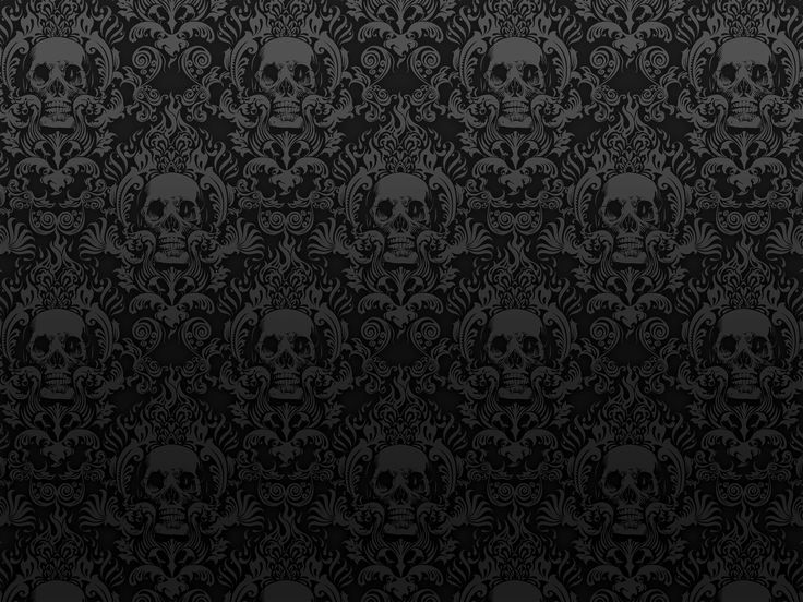 Macabre Skull Damask  Black  Wallpaperie