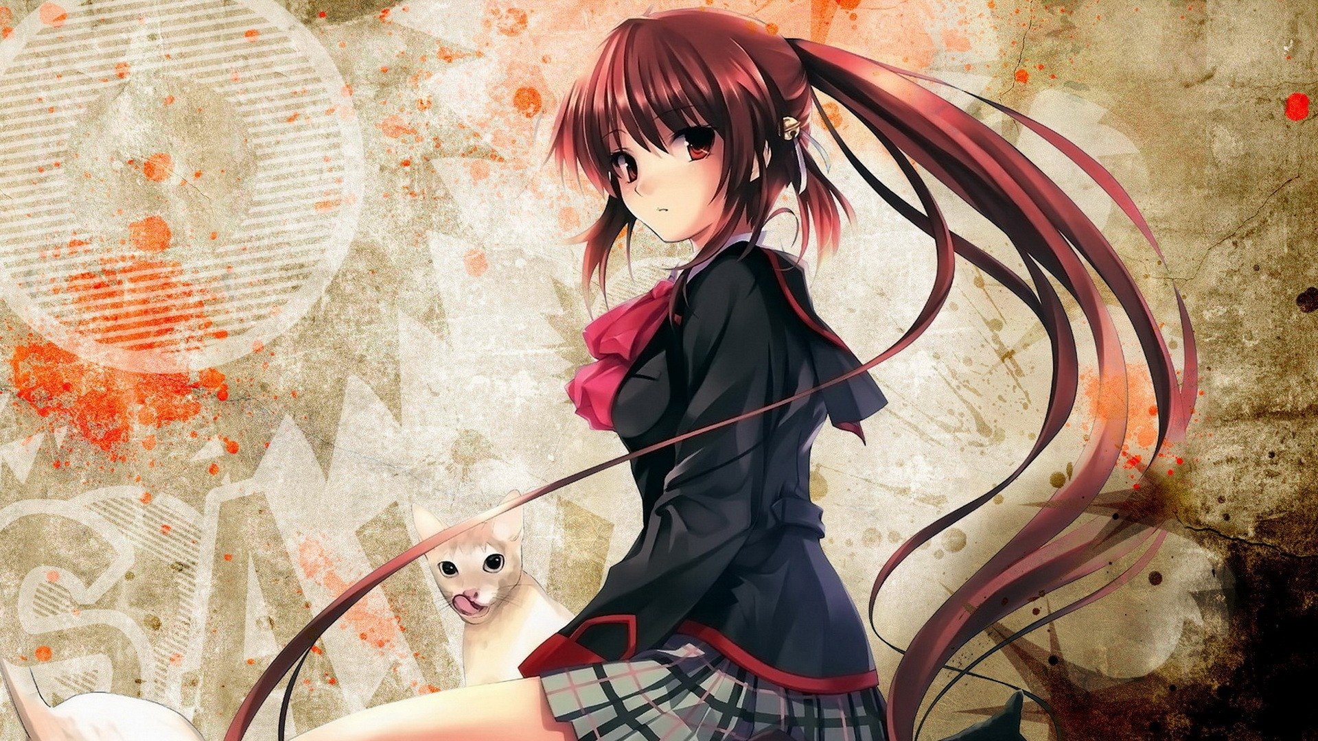  Anime Girl Cat Mystery Enchantment Full HD 1080p HD Background