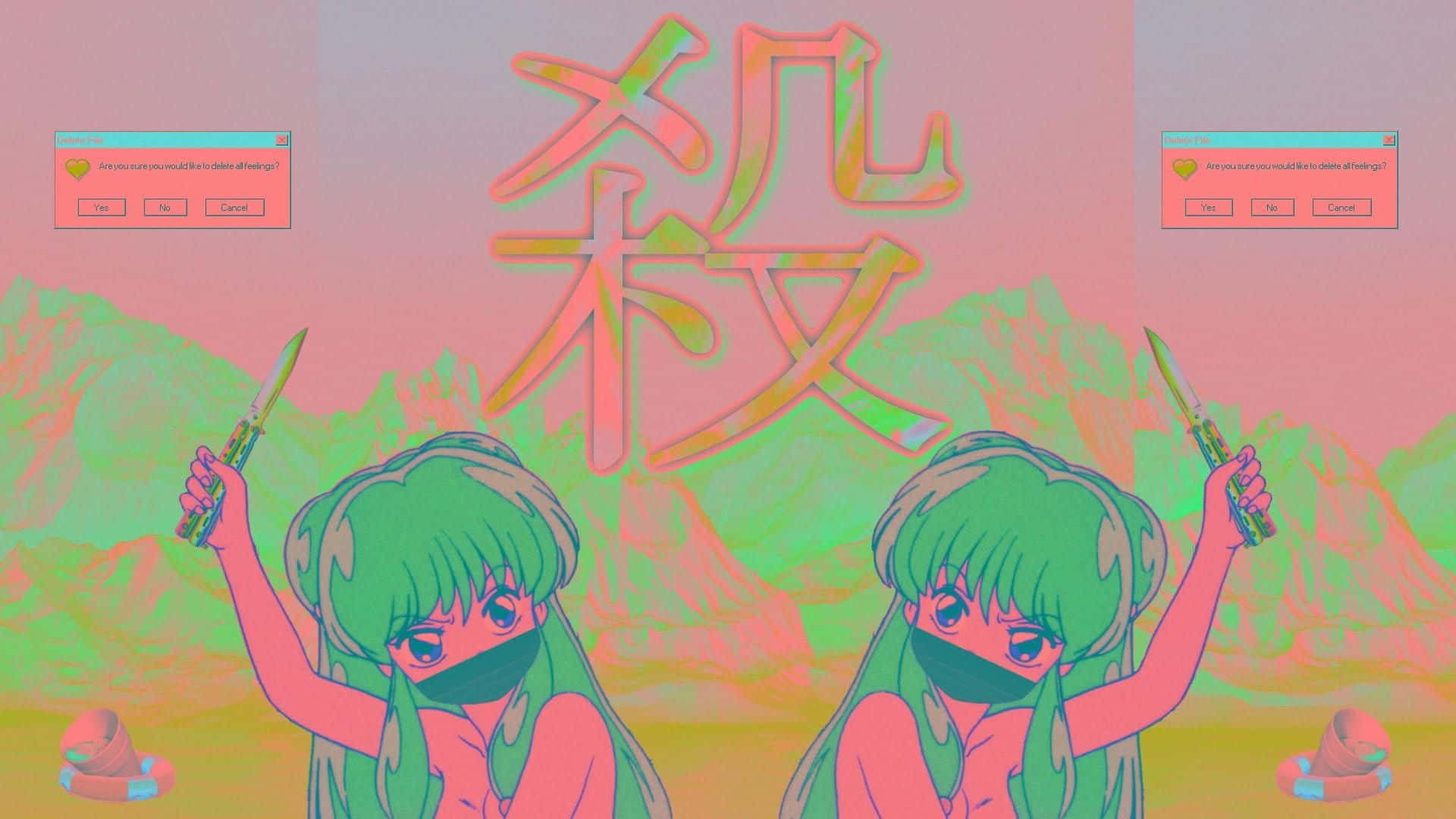 Anime Girl Pastel Pink Aesthetic Computer Wallpaper