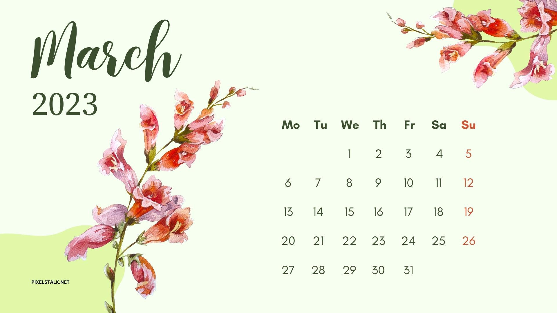 March 2023 Calendar Desktop Wallpapers