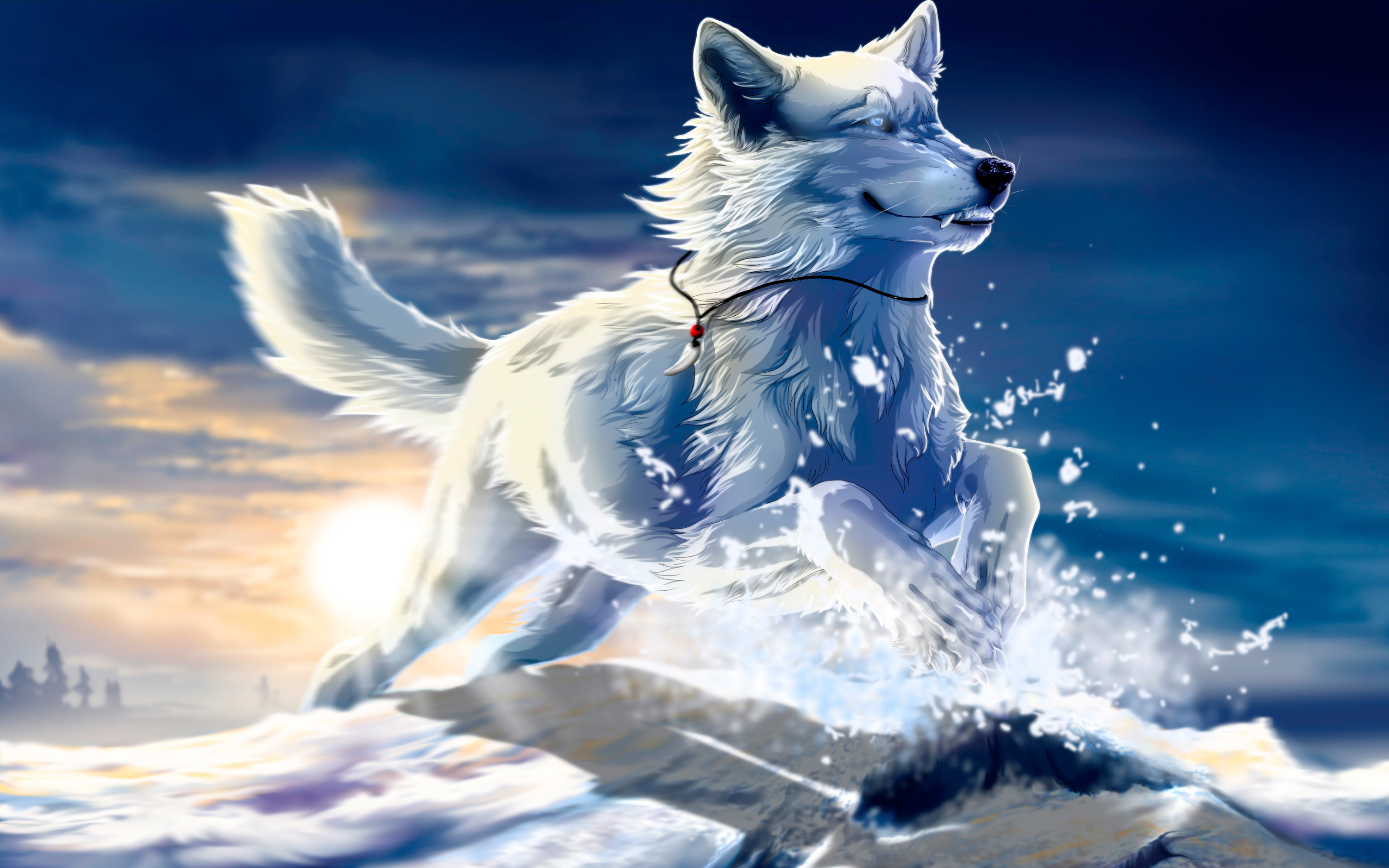 Anime Wolf With Blue Eyes White Fantasy