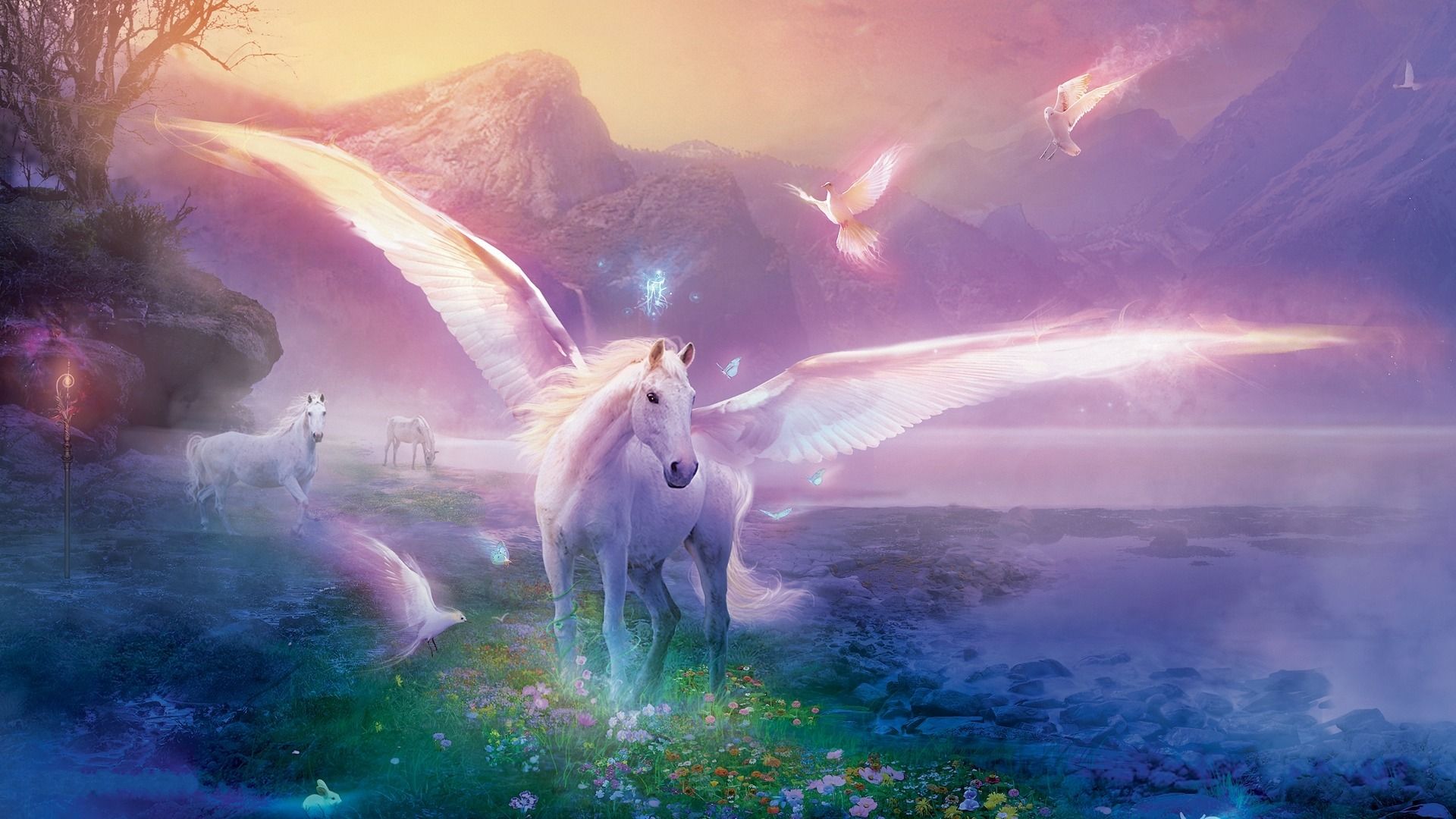 Fantasy Animals The Image Of Unicorn Wallpaper Winged