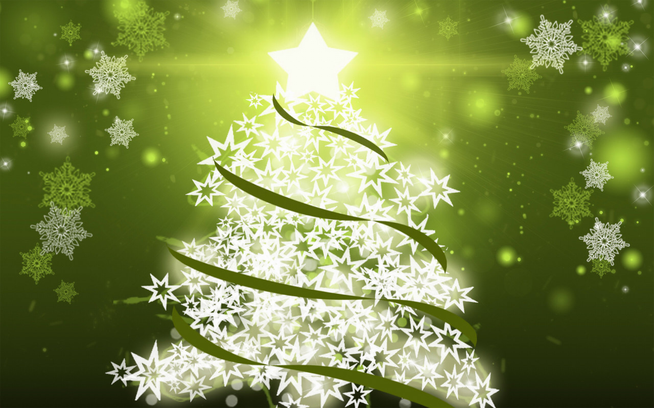 Christmas Tree Snowflakes Wallpaper Desktop