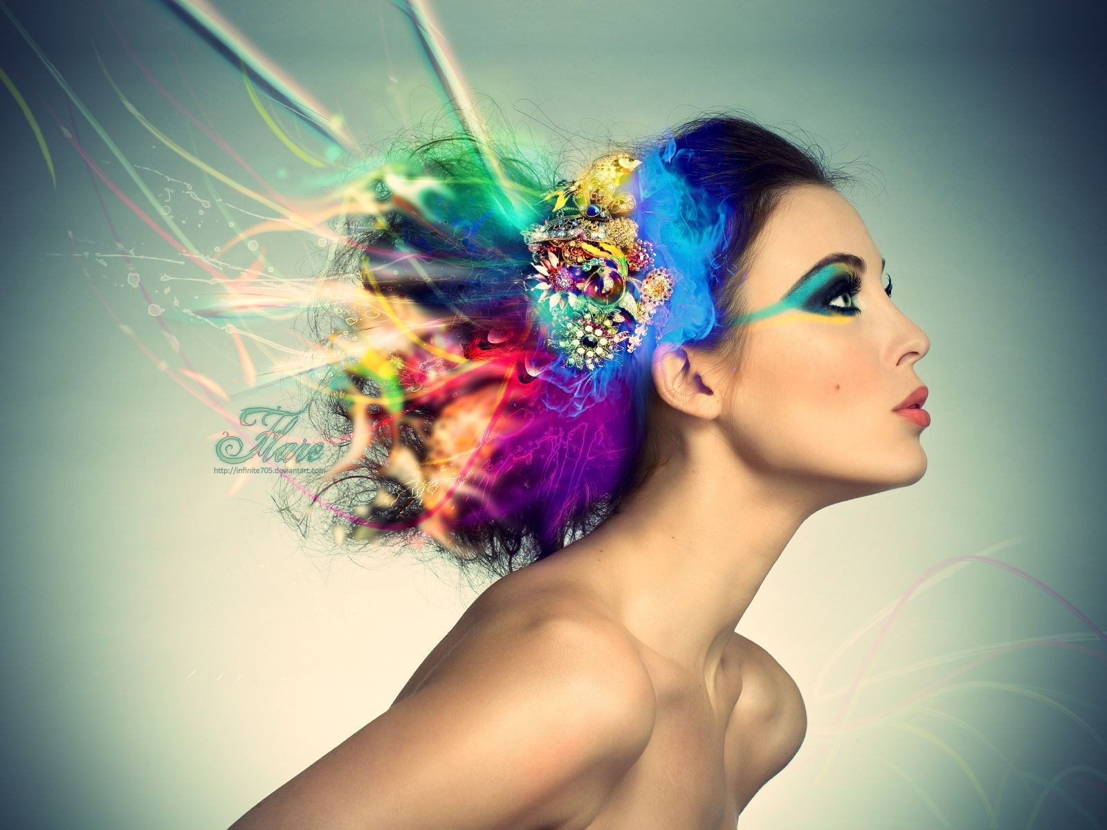 Image Model With Colorful Hair Wallpaper And Stock Photos